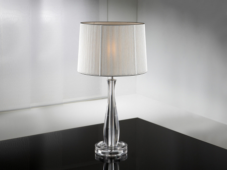 Lampa de masa dimabila premium argintie Oriana, Ø 27 cm, baza metal si sticla, abajur fir textil, 663023 - Schuller [5]
