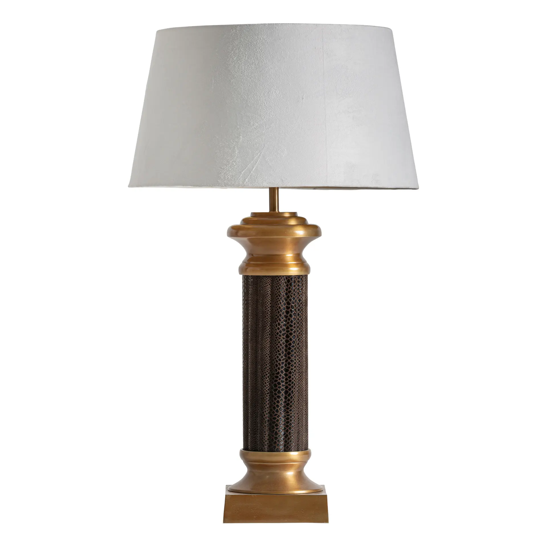 Produse - Lampa de Masa din Poliester și Piele Ecologica Auriu, 46x56x101cm, VicalHome 38048 VicalHome 38048