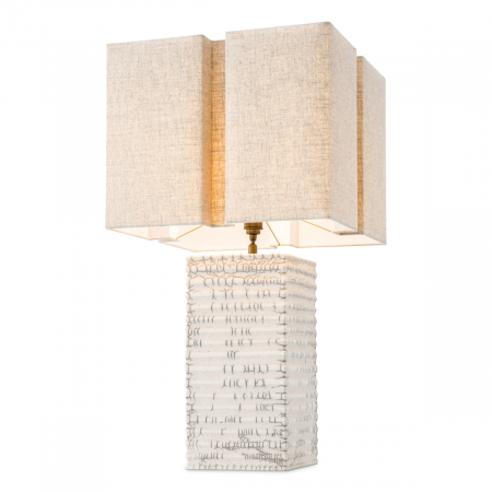   Lampă de masă Division ceramică raku crăpată albă inclusiv abajur 119344 EICHHOLTZ [2]