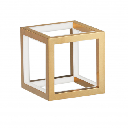 Promotii - Lampa de masa forma cub aurie/neagra LED dimabil Gerho 16x16 cm, design minimalist, 9818162 - Novaluce