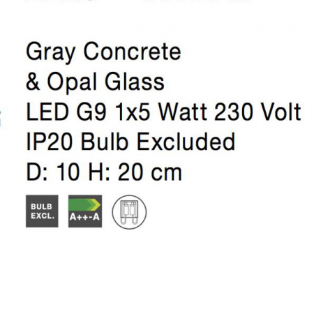 Lampa de masa gri/alba beton Chiro 20 cm, abajur sticla, 9577010 - Novaluce [8]