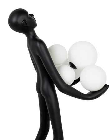 Lampă de Masă Human Premium 34x34x83 cm, Fibră de Sticlă Neagră Negru - Moosee [5]