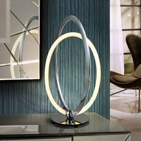 Lampa de masa inel LED Diama metal aur roz/crom, 814133 - Schuller [0]