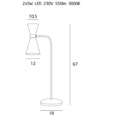 Lampa de masa LED cu abajur negru/auriu tip clepsidra Runa 30x18x67 cm din metal, T0039 - Maxlight [1]