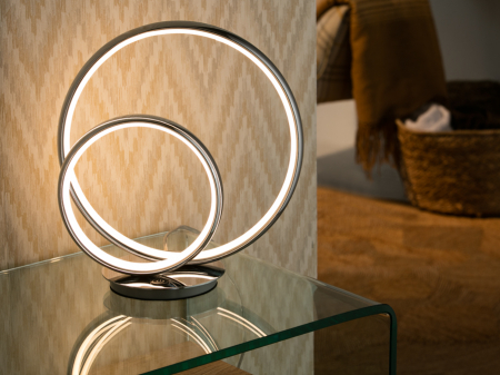 Lampa de masa LED lux crom Deea, 2 inele metal, difuzor silicon, 614082 - Schuller [4]