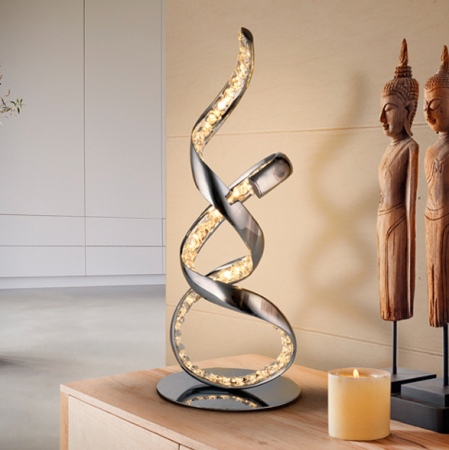 Veioze - Lampa de masa LED lux crom Helix, metal si difuzor cristale, 791052 - Schuller
