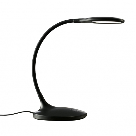 Lampa de masa LED neagra/alba Romina, din plastic, brat flexibil, intensitate reglabila, 552764 - Schuller [0]