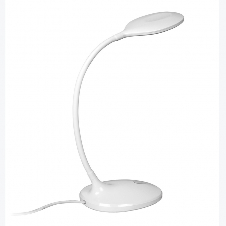 Lampi de birou - Lampa de masa LED neagra/alba Romina, din plastic, brat flexibil, intensitate reglabila, 552758 - Schuller