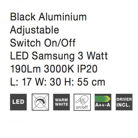 Lampa de masa LED premium neagra Rinos, din metal, 55 cm, ajustabila, 7140182 - Novaluce [3]