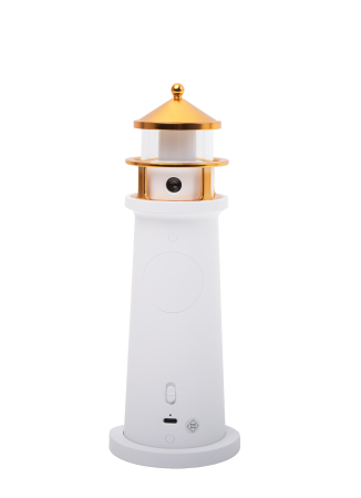 Lampă de Masă Lighthouse 9x9x26 cm, Plastic Alb și Auriu - SHP [1]