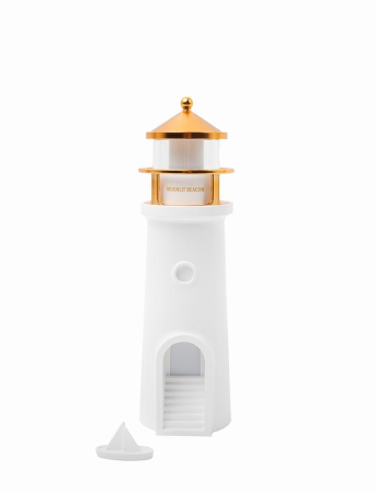 Produse - Lampă de Masă Lighthouse 9x9x26 cm, Plastic Alb și Auriu - SHP