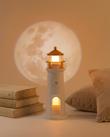Lampă de Masă Lighthouse 9x9x26 cm, Plastic Alb și Auriu - SHP [4]