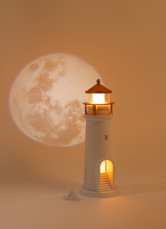 Lampă de Masă Lighthouse 9x9x26 cm, Plastic Alb și Auriu - SHP [2]