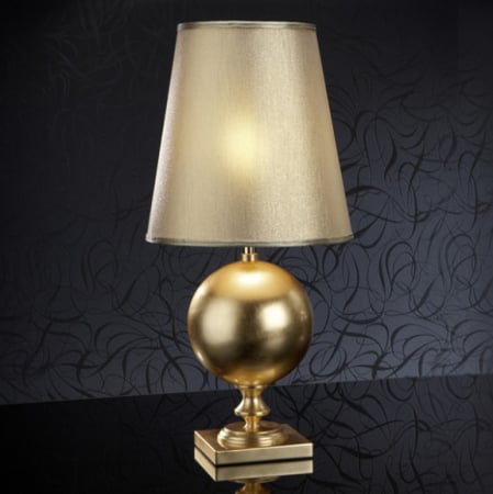 Veioze - Lampa de masa lux aurie Vivin, Ø 29 cm, baza metal, abajur textil, 664443 - Schuller