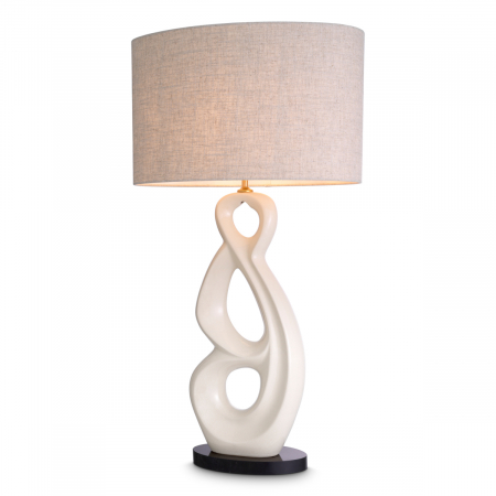 Veioze -   Lampa de masă Macias ceramică albă crăpată inclusiv abajur 118785 EICHHOLTZ