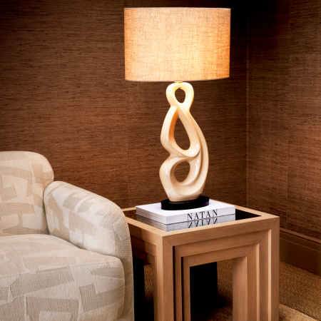   Lampa de masă Macias ceramică albă crăpată inclusiv abajur 118785 EICHHOLTZ [1]