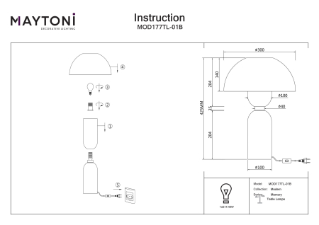 Lampă de masă MEMORY, Metal și ceramică Negru, 40W, MAYTONI MOD177TL-01B [5]
