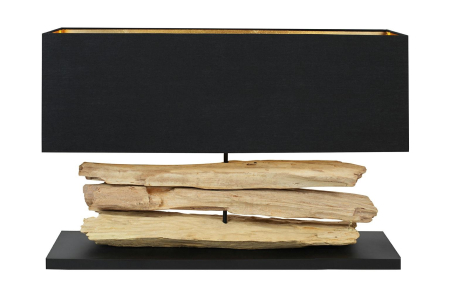 Produse - Lampă de Masă Nature 80x20x52 cm, Lemn Natural și Țesătură Negru - Kare Design