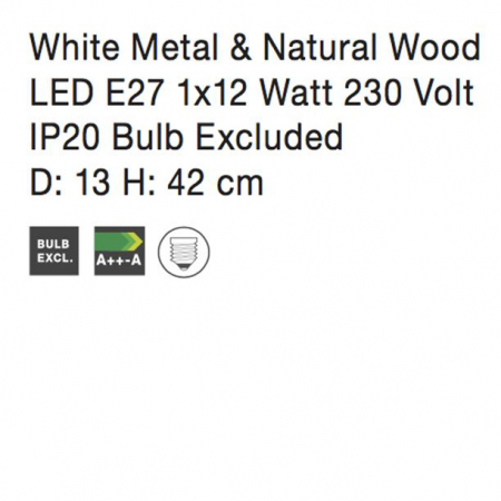 Lampa de masa neagra/alba Nivas, din metal si lemn, 42 cm, 8808401 - Novaluce [5]