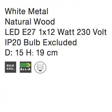 Lampa de masa neagra/alba Safa, baza lemn, abajur metal, Ø 15 cm, 9014065 - Novaluce [3]