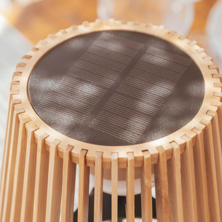 Lampă de Masă Okinawa Solar 16x16x36 cm, Bambus Natural, Protecție IP54 - New Garden [5]