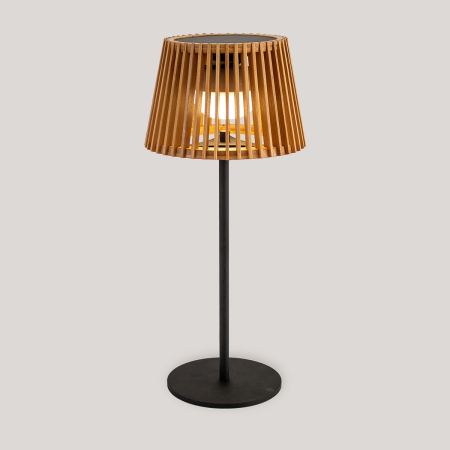 Lampă de Masă Okinawa Solar 16x16x36 cm, Bambus Natural, Protecție IP54 - New Garden [1]