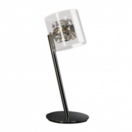 Veioze - Lampa de masa premium Zali, abajur dublu sticla si cristale, baza metal, 391329 - Schuller