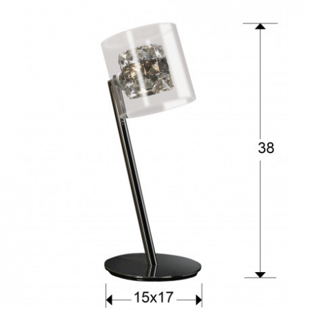 Lampa de masa premium Zali, abajur dublu sticla si cristale, baza metal, 391329 - Schuller [1]