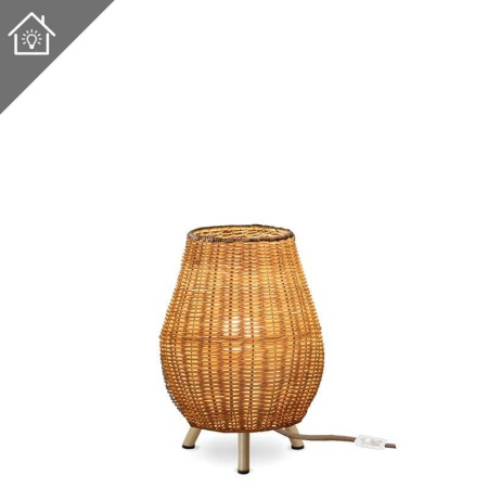 Produse - Lampă de Masă Saona 30 Indoor 22,5x22,5x32,5 cm, Fibre Naturale, Protecție IP20 - New Garden