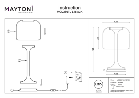 Lampă de masă Spirito, Metal și sticlă Alb, 18W, MAYTONI MOD286TL-L18W3K [5]