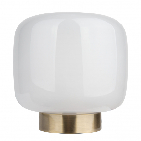 Veioze - Lampa de masa sticla opal lucios Veera Ø 20 cm baza metal auriu, T0046 - Maxlight