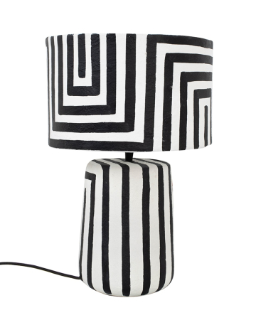 Decoratiuni - Lampă de Masă Strisce 30x30x44 cm, Papieru Mache Alb-Negru - Kare Design