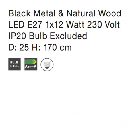 Lampa de podea ajustabila neagra/alba Zeno, din metal si lemn, 170 cm, 6713401 - Novaluce [8]