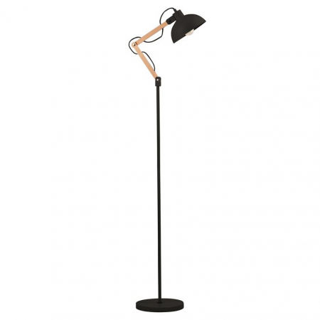 Lampadare - Lampa de podea ajustabila neagra/alba Zeno, din metal si lemn, 170 cm, 6713402 - Novaluce