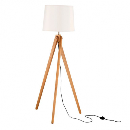 Promotii - Lampa de podea alba Crista, baza din lemn, abajur textil, 165 cm, 60201 - Novaluce
