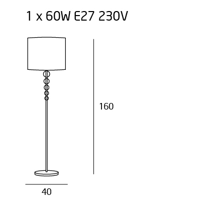 Lampa de podea alba moderna Rufi Ø 40 cm metal/acril/material textil, F0038 - Maxlight [1]