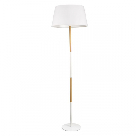 Promotii - Lampa de podea alba Sivert, din metal si lemn, abajur textil, 155 cm, 7605184 - Novaluce