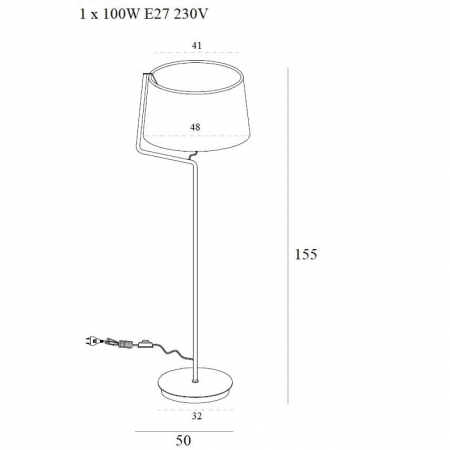 Lampa de podea crom/alb Irma 50x48x155 cm metal/material textil, F0037 - Maxlight [1]