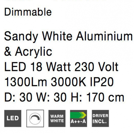 Lampa de podea dimabila alba/neagra Alema cu LED, din metal, inaltime reglabila, 9155182 - Novaluce [14]