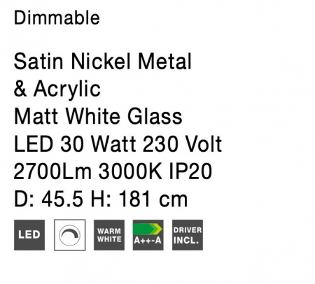 Lampa de podea dimabila aurie/argintie Palla cu LED, baza din metal, abajur din acril alb, 9020302 - Novaluce [11]