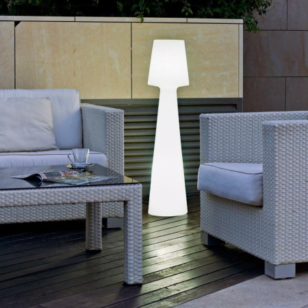 Gradina - Lampă de Podea Lola 26,5x26,5x110 cm, Polietilen Alb, Protecție IP65 - New Garden