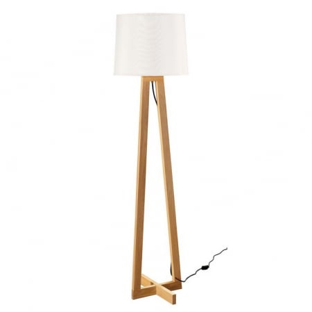 Lampadare - Lampa de podea premium alba Crista, suport din lemn, abajur textil, 164 cm, 40202 - Novaluce