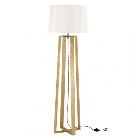 Promotii - Lampa de podea premium alba Crista, suport din lemn, abajur textil, 167 cm, 60202 - Novaluce