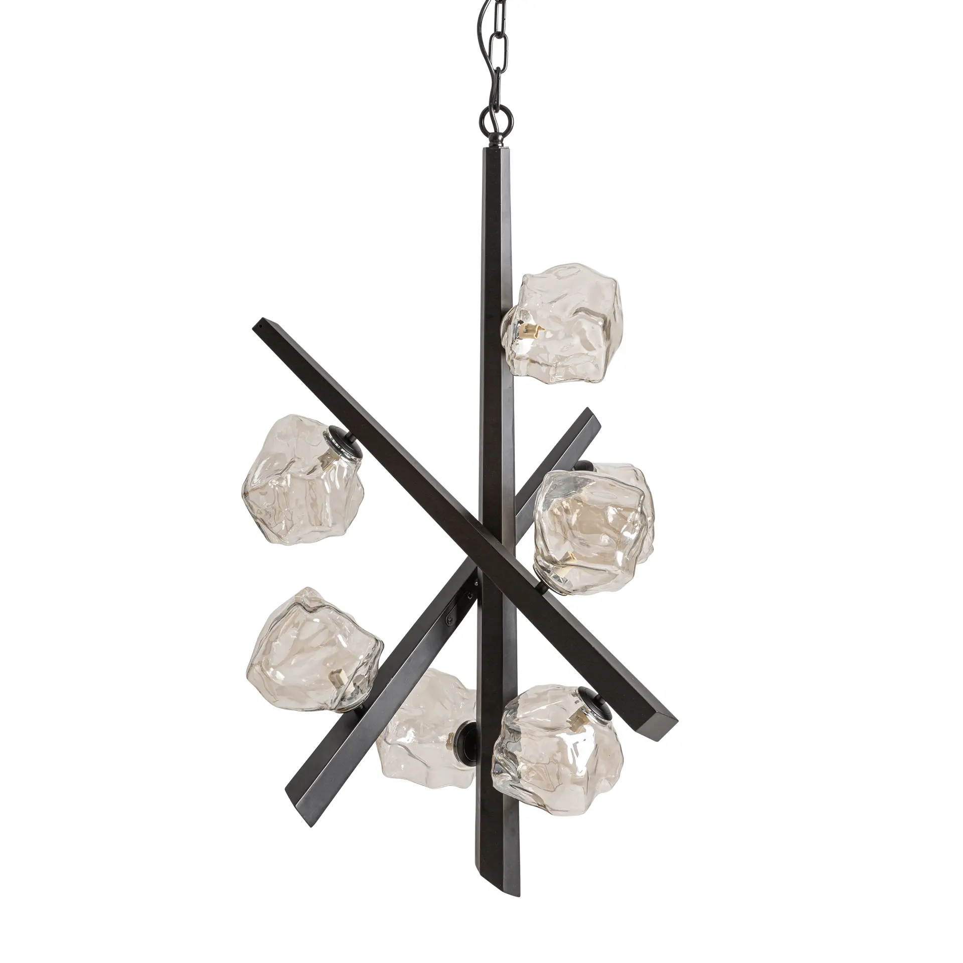 Produse - Lampa de Tavan Selter 65x65x83 cm, Sticlă și Oțel Alb-Crem - VicalHome VicalHome 39047