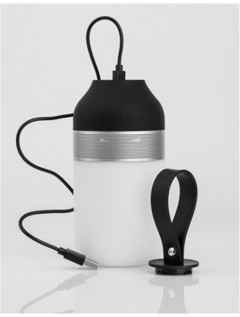 Lampa LED dimabila portabila cu boxa Bluetooth alb-negru/gri Tisha, ABS si metal acoperit cu cauciuc siliconic, 9180321 - Novaluce [5]