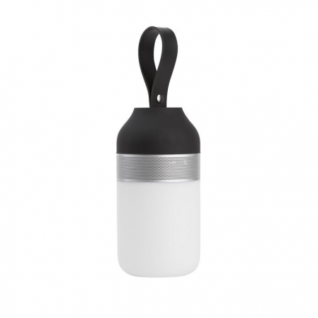 Veioze - Lampa LED dimabila portabila cu boxa Bluetooth alb-negru/gri Tisha, ABS si metal acoperit cu cauciuc siliconic, 9180321 - Novaluce
