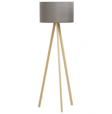 Lampadare - Lampa gri de podea TRIVET cu design modern 3 picioare / lemn / material, FL00350GRNA - Kokoon