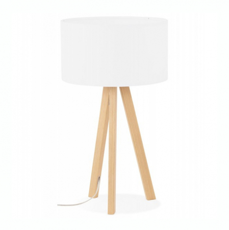 Veioze - Lampa masa alba Osku 64,5 cm stil scandinav, abajur material / picioare lemn masiv, TL00210WHNA - Kokoon