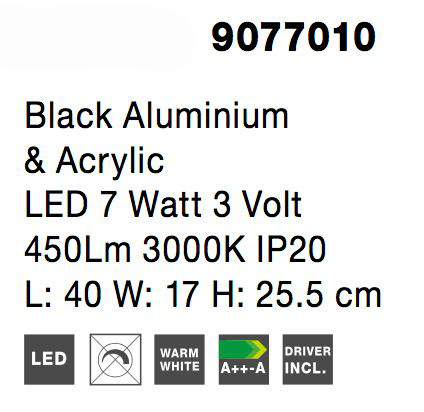 Lampa masa LED neagra Quirino 40x25,5 cm, design minimalist forma geometrica, 9077010 - Novaluce [6]