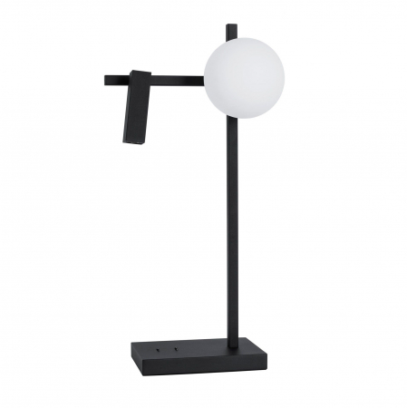 Lampi de birou - Lampa masa neagra cu glob alb Esila 55 cm ajustabila cu intrerupator, iluminare LED, sticla/metal, 9919531 - Novaluce